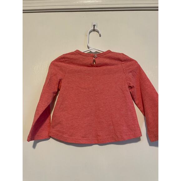 7 For All Mankind pink long sleeve knit top pocket keyhole button cotton 24m - Picture 2 of 7